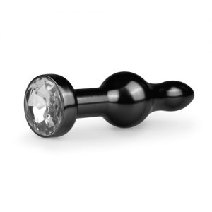 Plug metálico - joya anal mod-16 Negro-Transparente