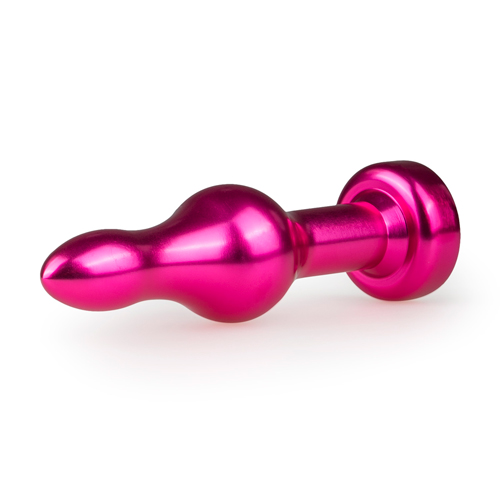 Plug metálico – joya anal mod-16 Rosa-Transparente (3)