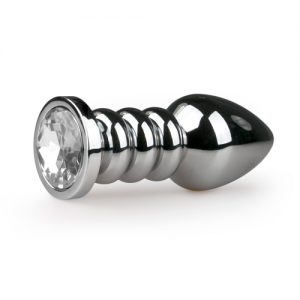 Plug metálico - joya anal mod-19 Plateado-Transparente